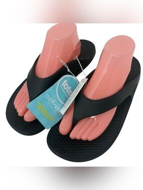 TOTES Women's Size 10 Lightweight Sol Bounce  Flip Flops sandals black NWT
